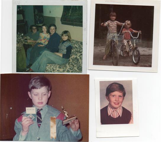 A collage of photos of a boy and a woman