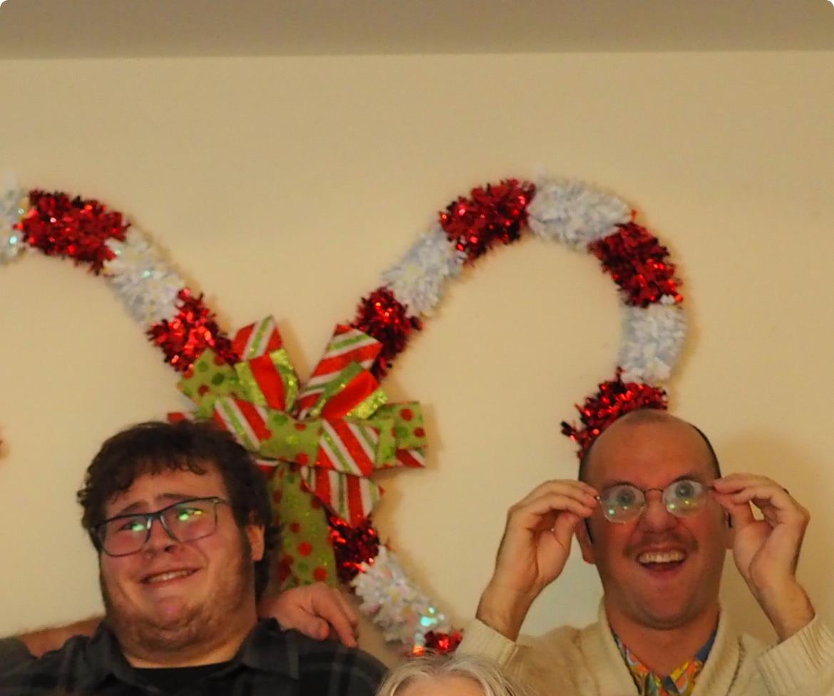 Festive gathering with friends celebrating the holiday season and sharing laughter and joy.