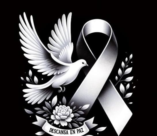 A white dove with a ribbon and flowers