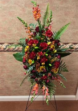 A bouquet of flowers on a wall