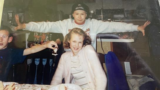 A boy and girl sitting together