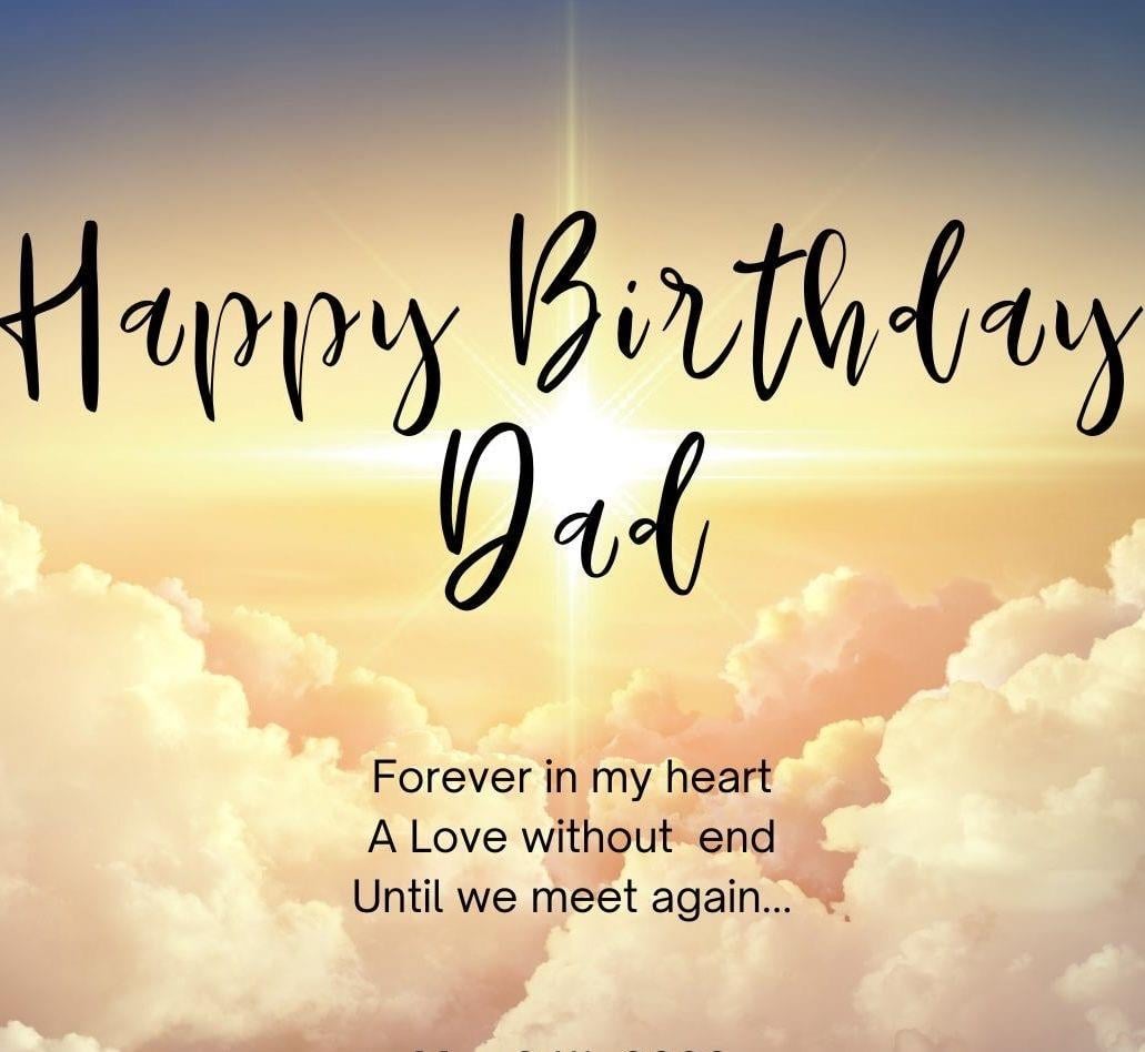 A birthday card with clouds and a sunset