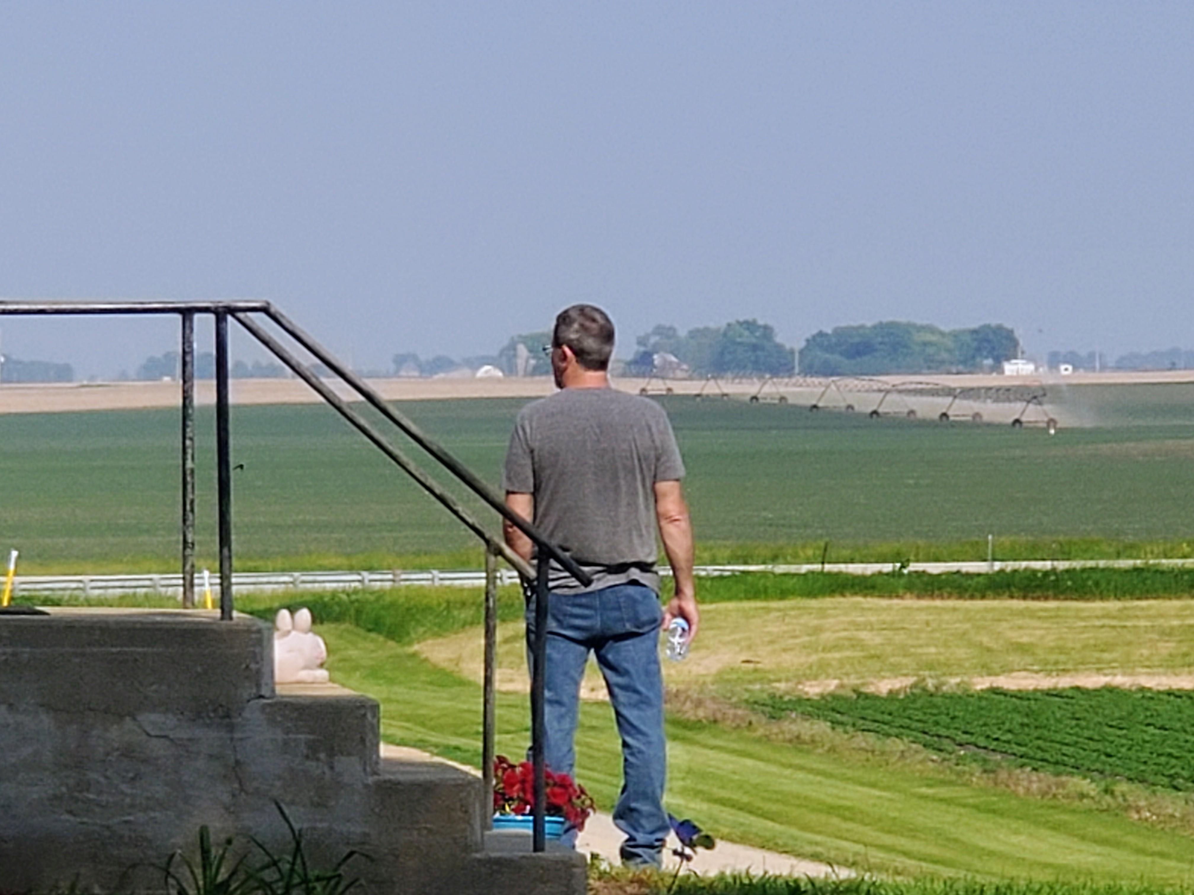 A man standing on a staircase