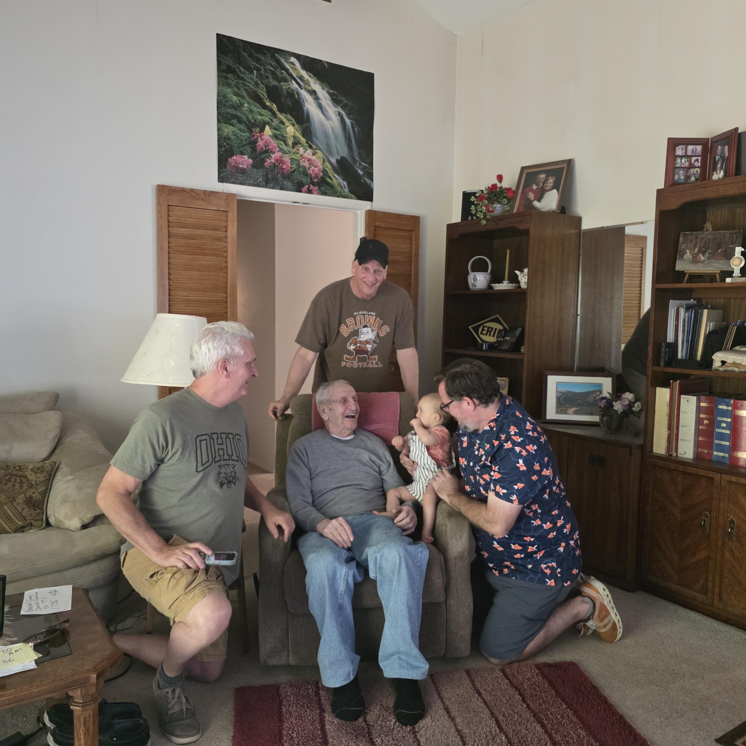 A group of men sitting in a living room