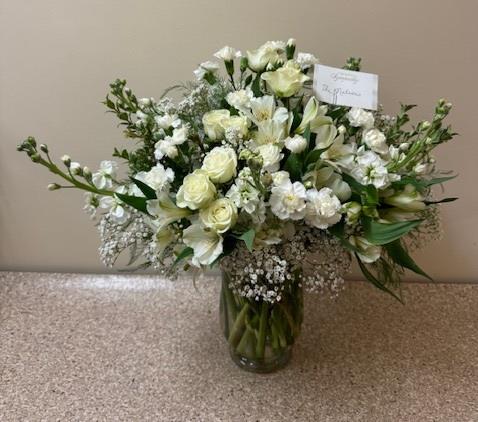 A vase of flowers on a table