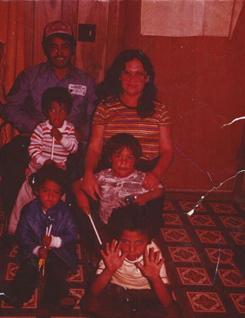 A family posing for a photo