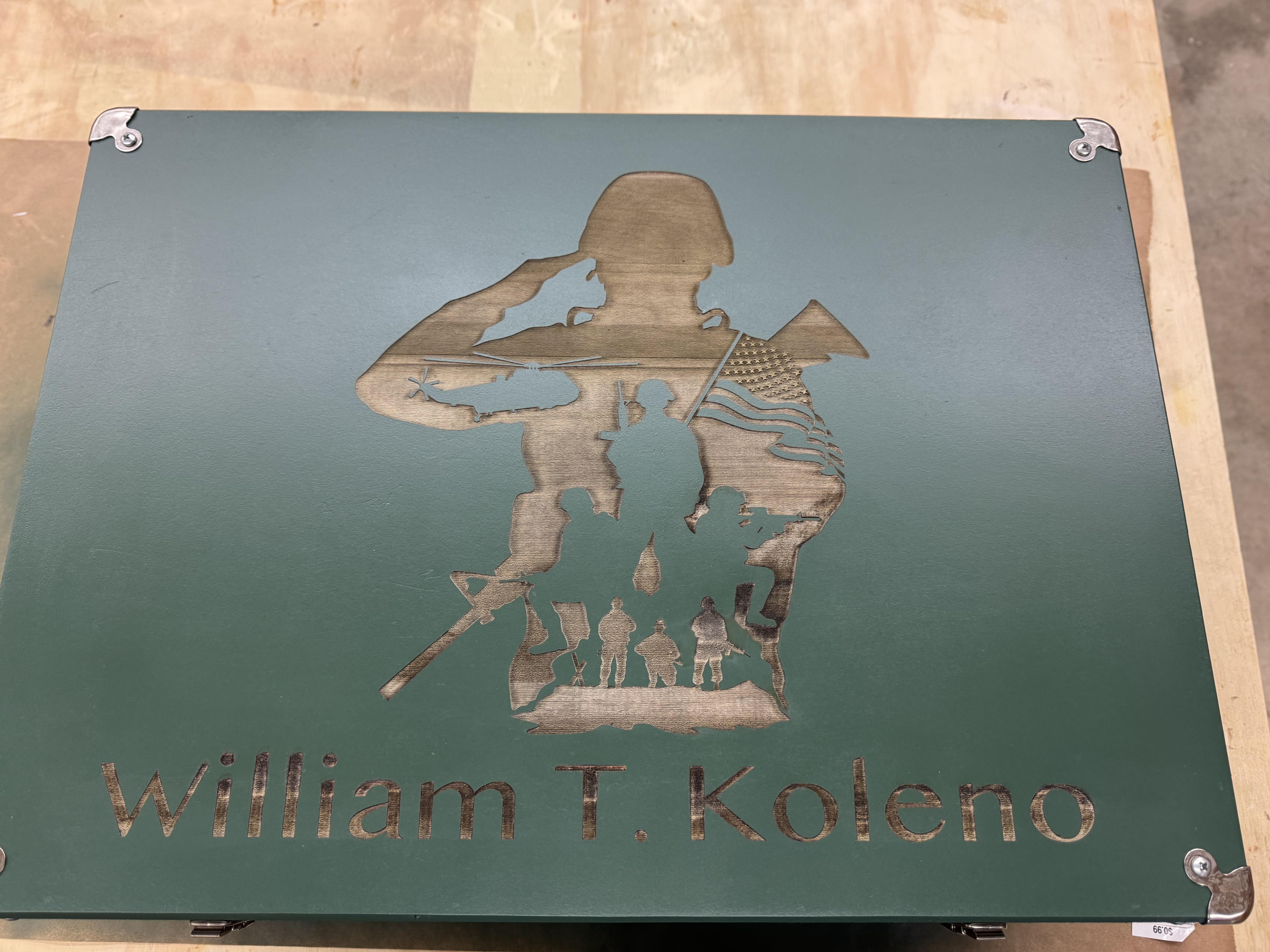 A box with a picture of a soldier