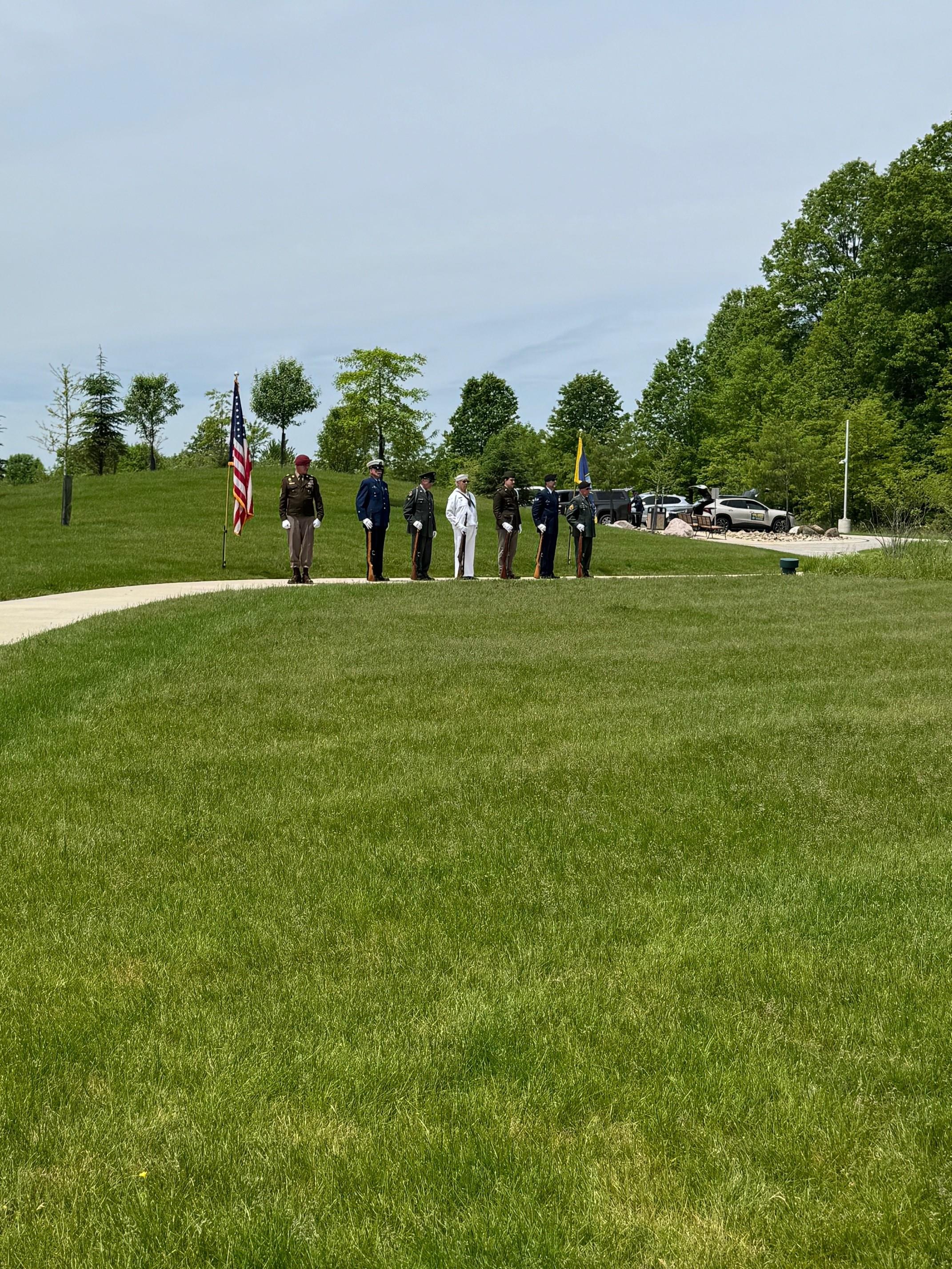 A group of people standing in a line