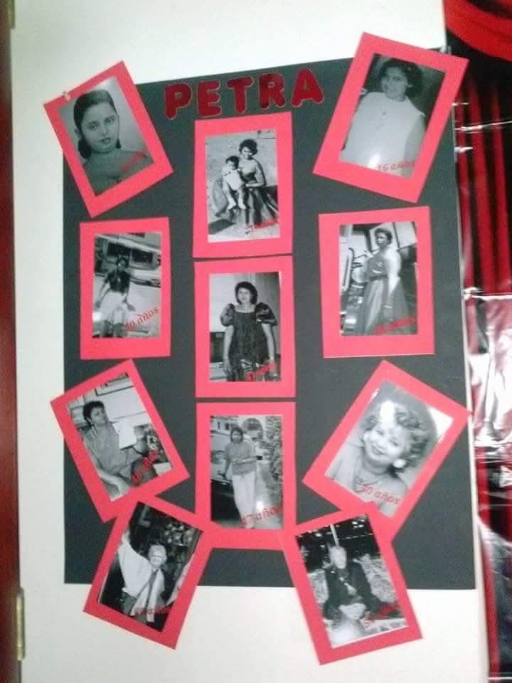 A collage of photos on a wall