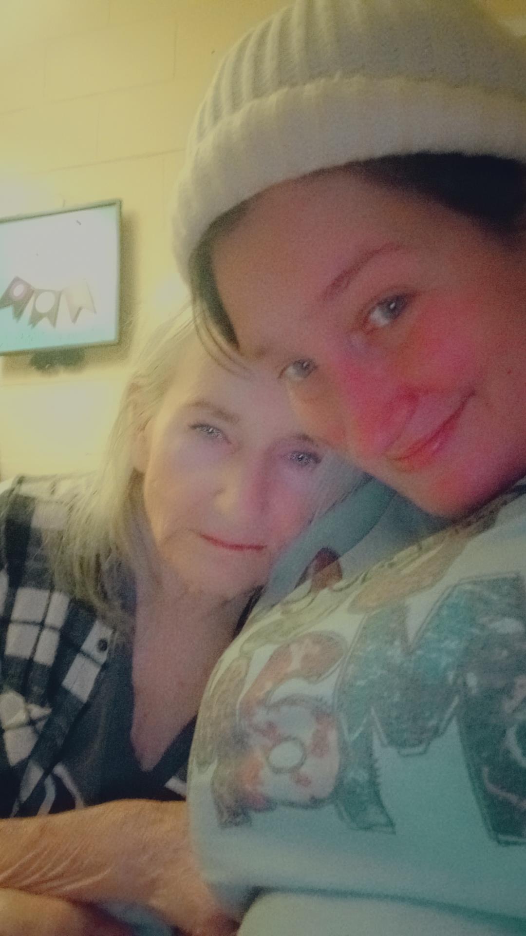 A selfie of two women