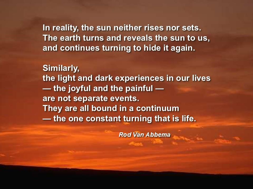 A sunset with text over it