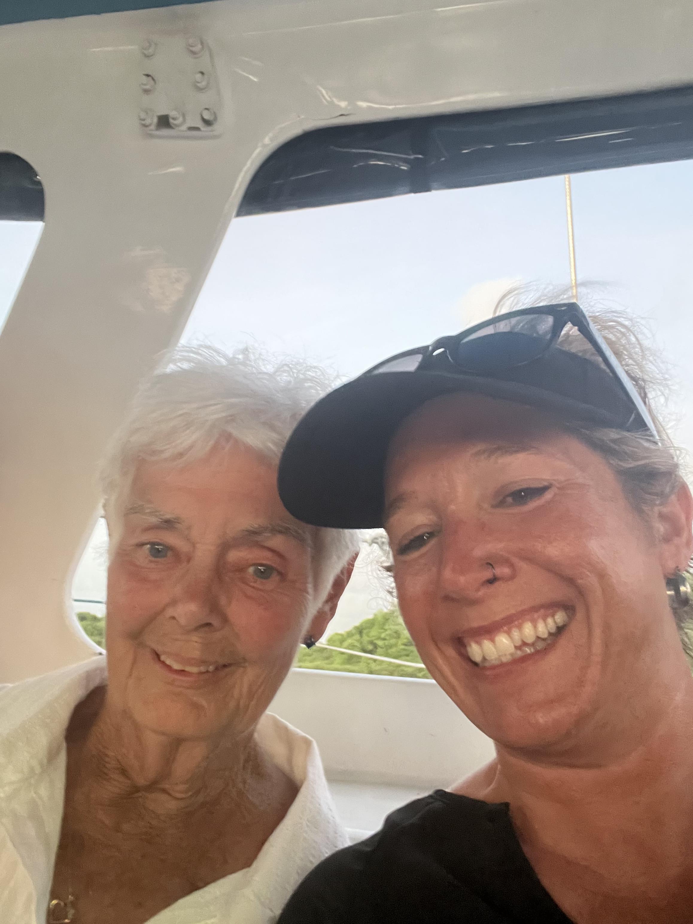 Two women smiling at the camera