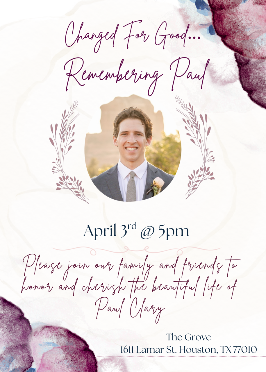 People come together to celebrate the life of Paul Clary on April 3rd at 5 PM.