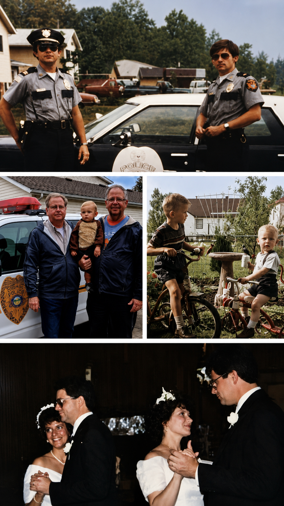 A collage of a man and a child
