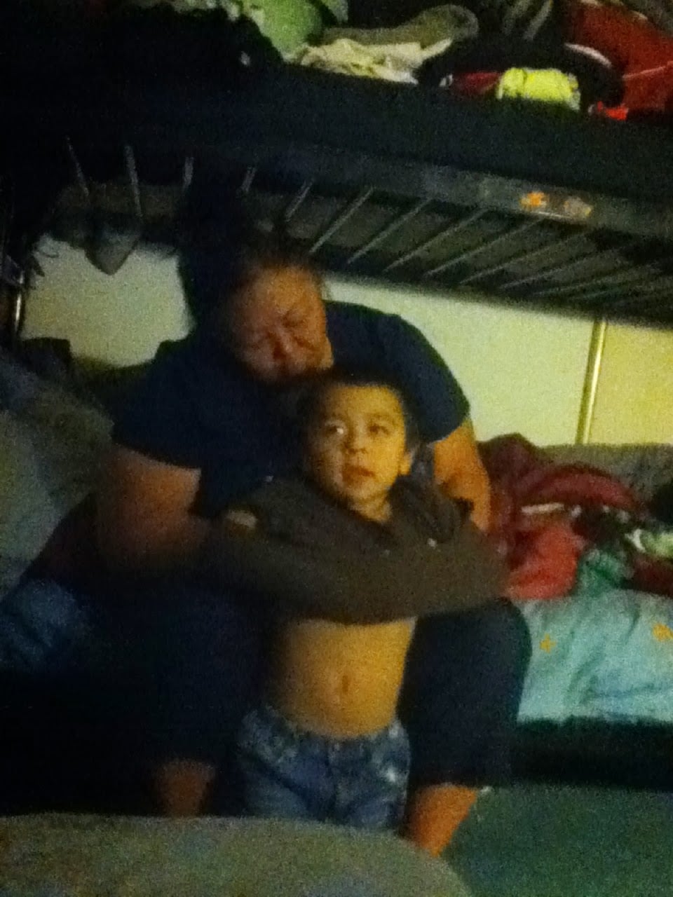 A woman holding a child