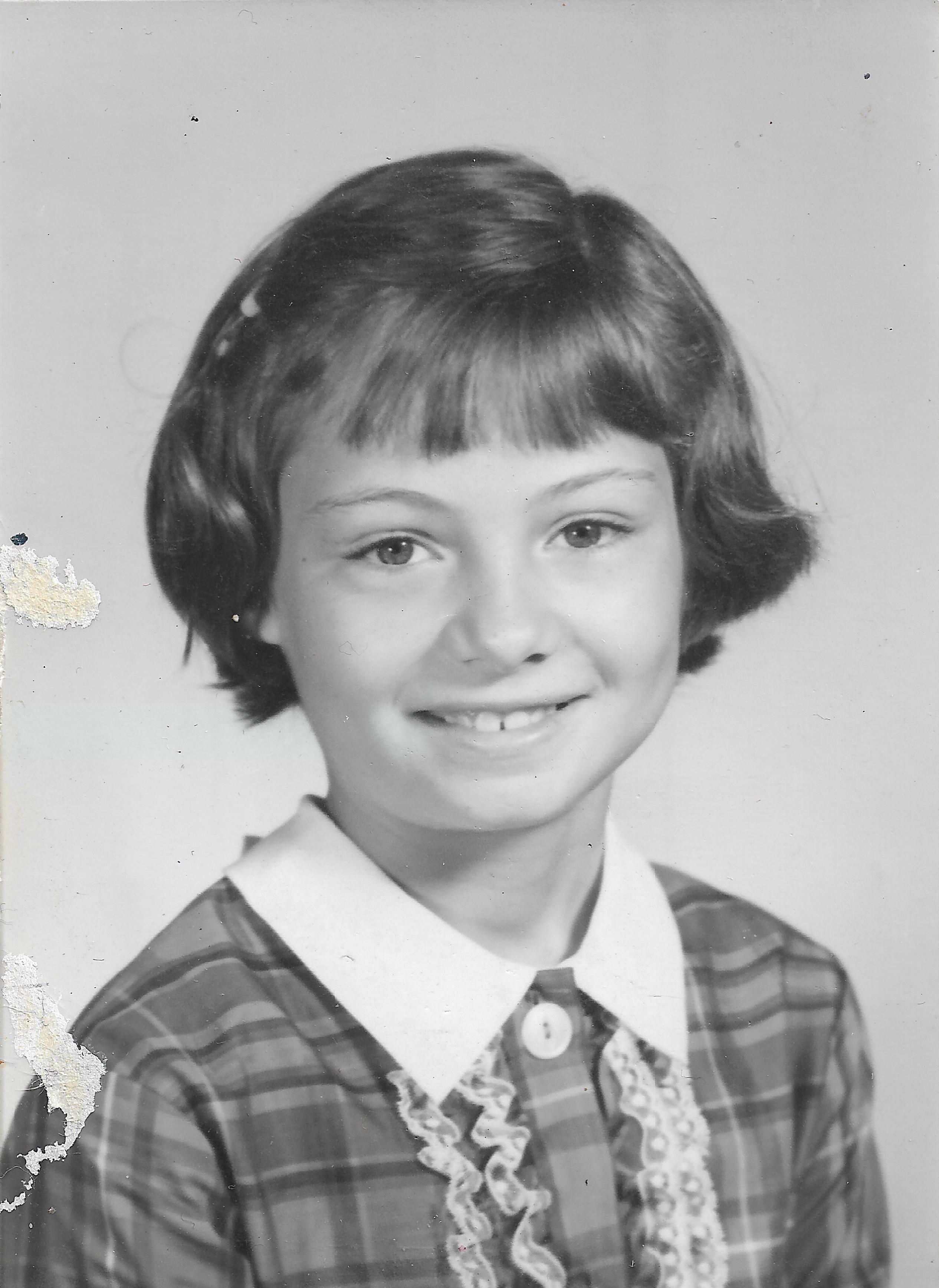 A close-up of a young girl