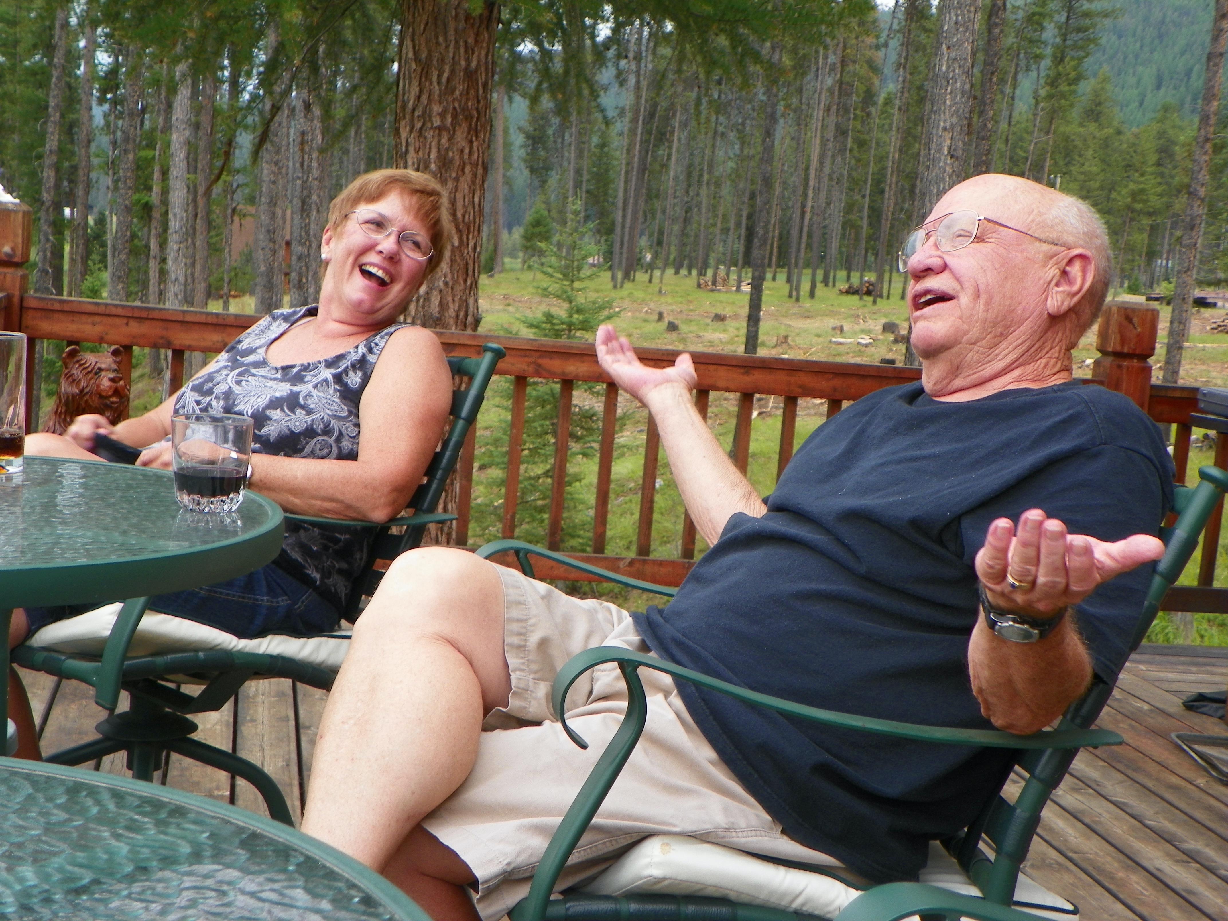 A man and woman sitting at a table