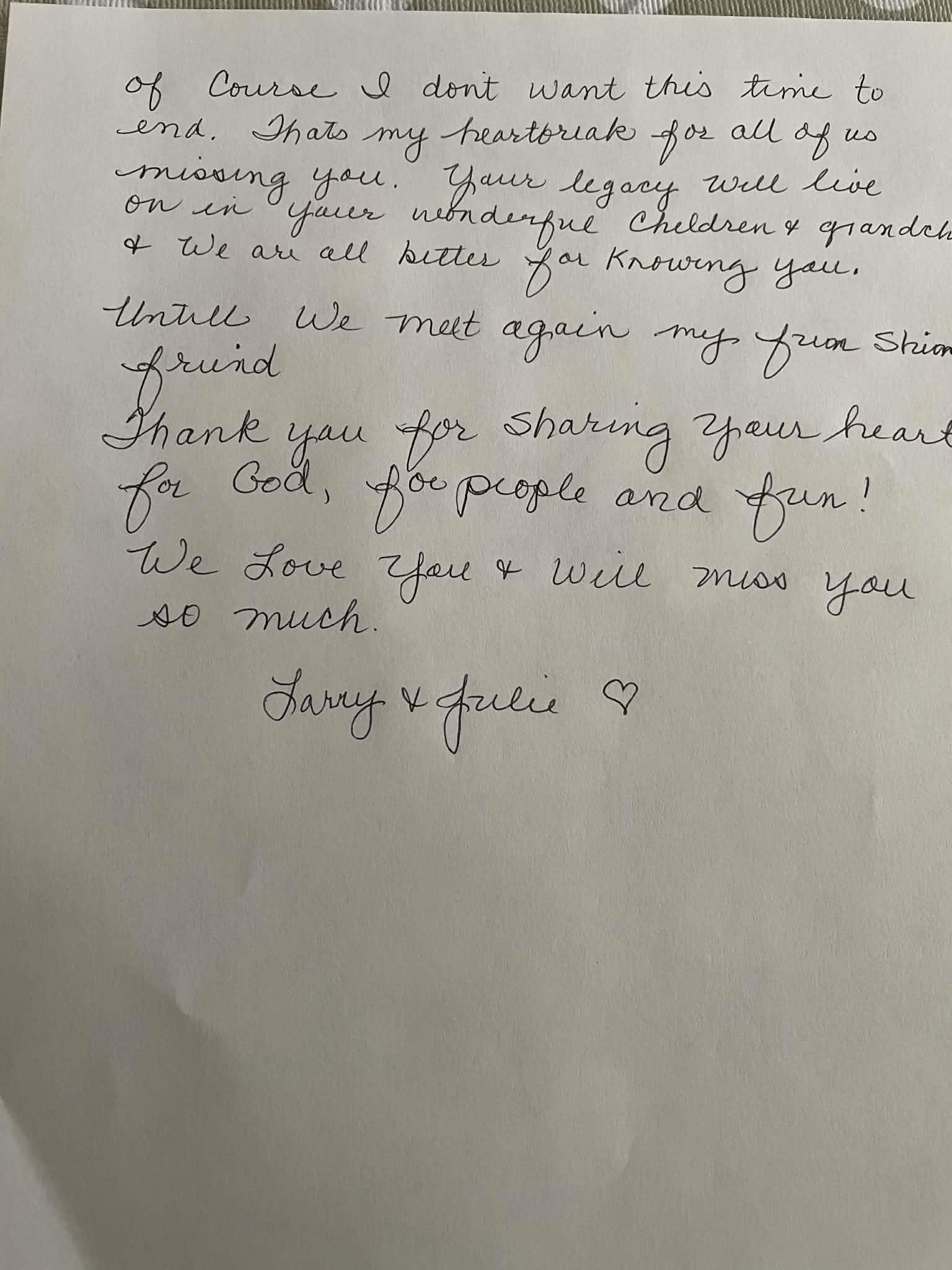 A letter written on a piece of paper