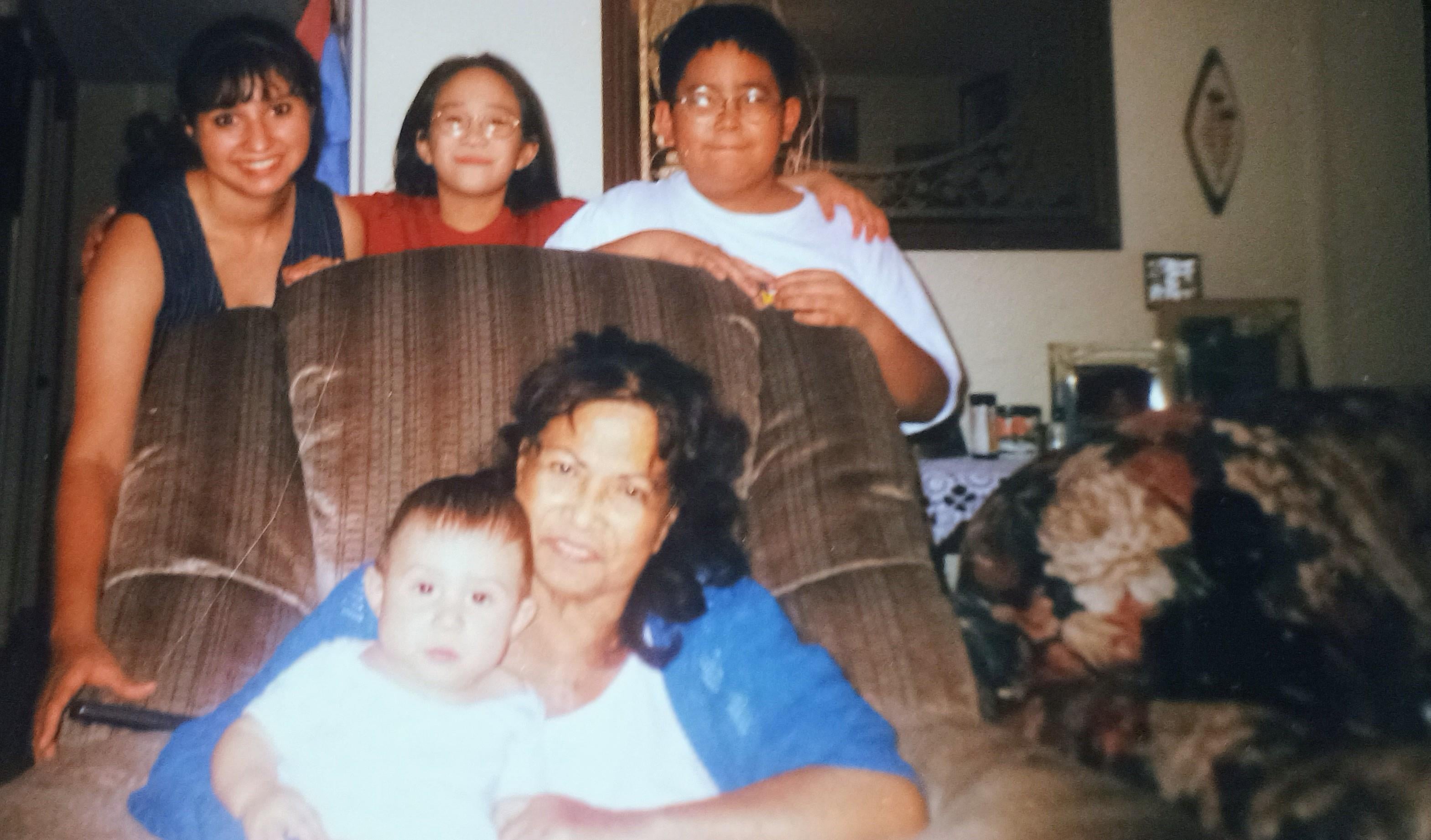 A group of people sitting on a couch