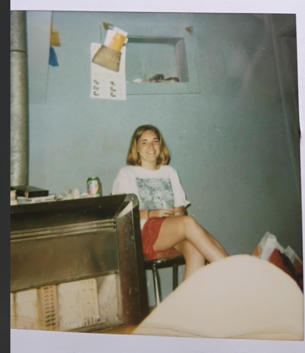 A woman sitting at a table