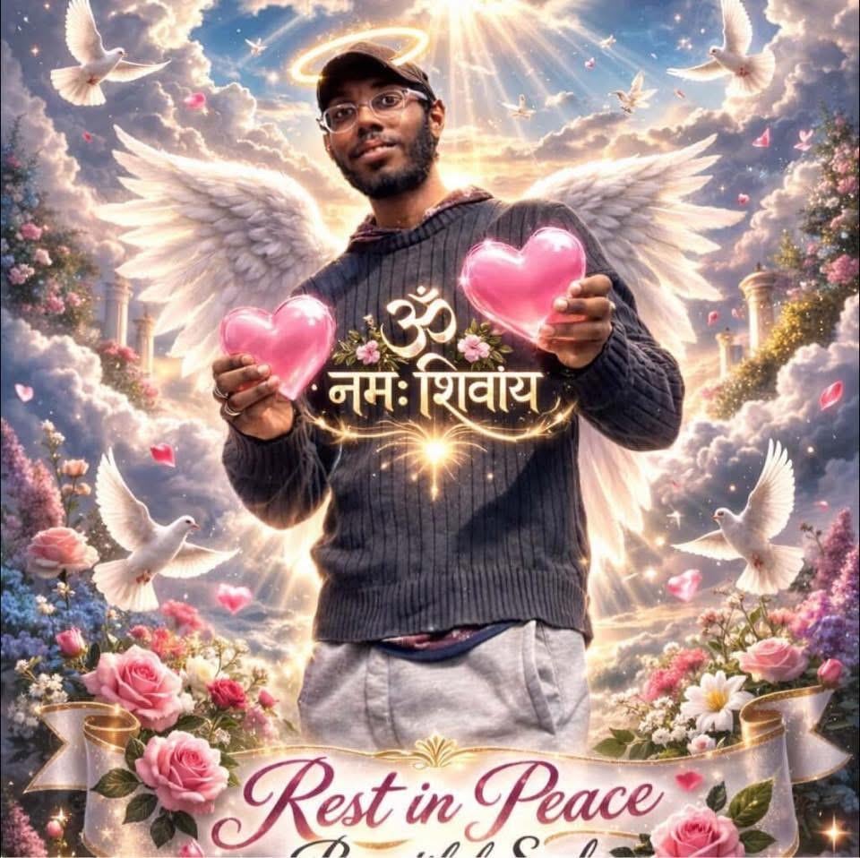 A man holding two hearts