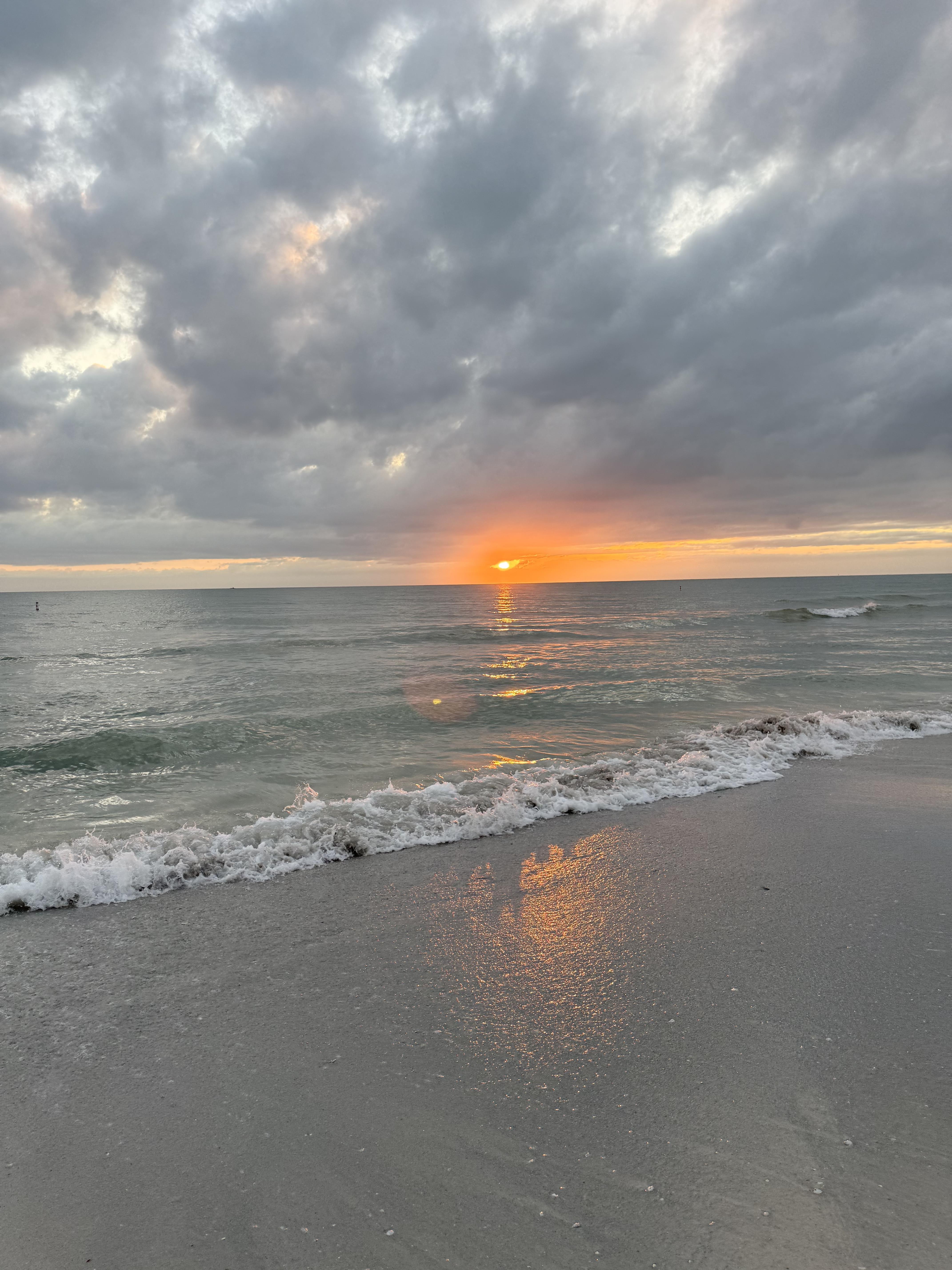 A sunset over the ocean