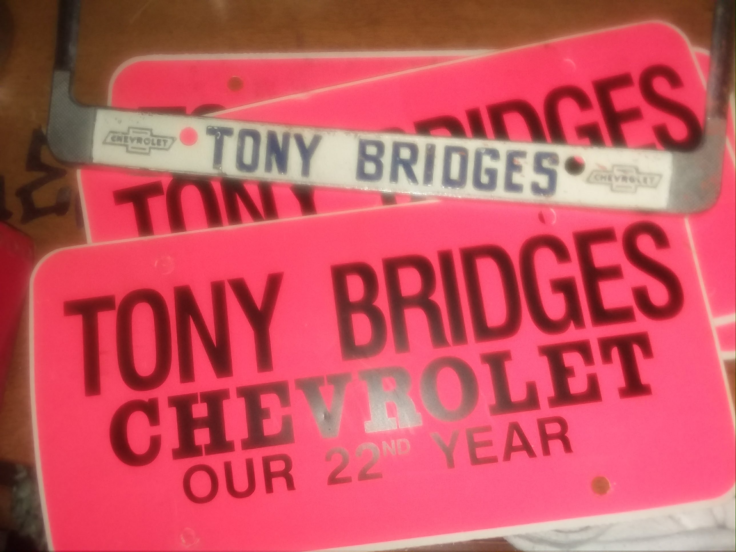 A pair of pink license plates