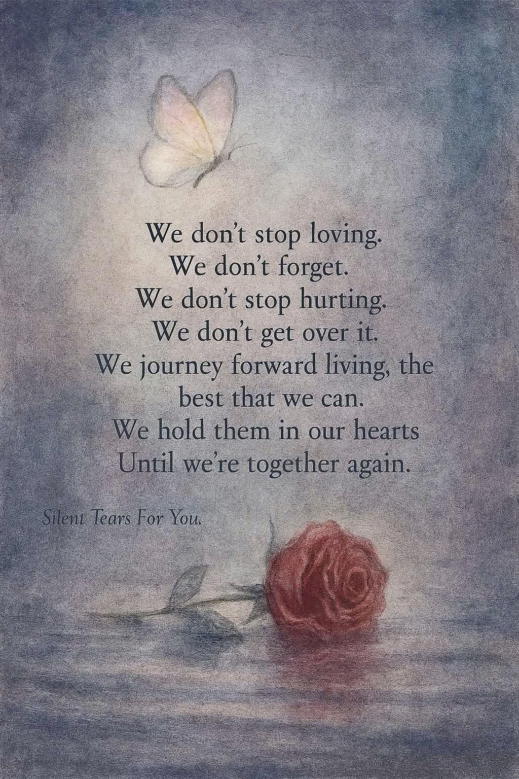 A rose and butterfly on a blue background