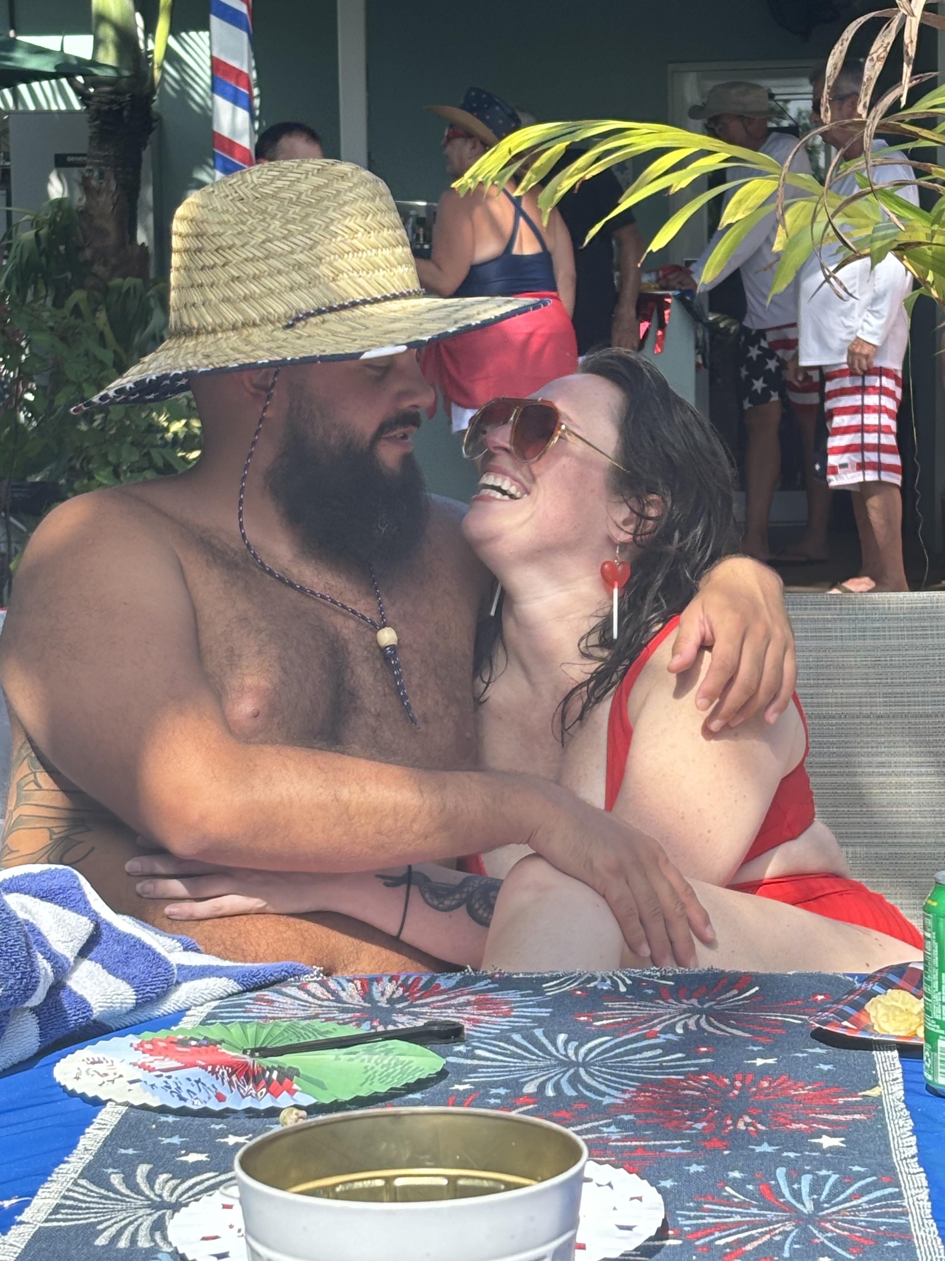 A man and woman sitting together