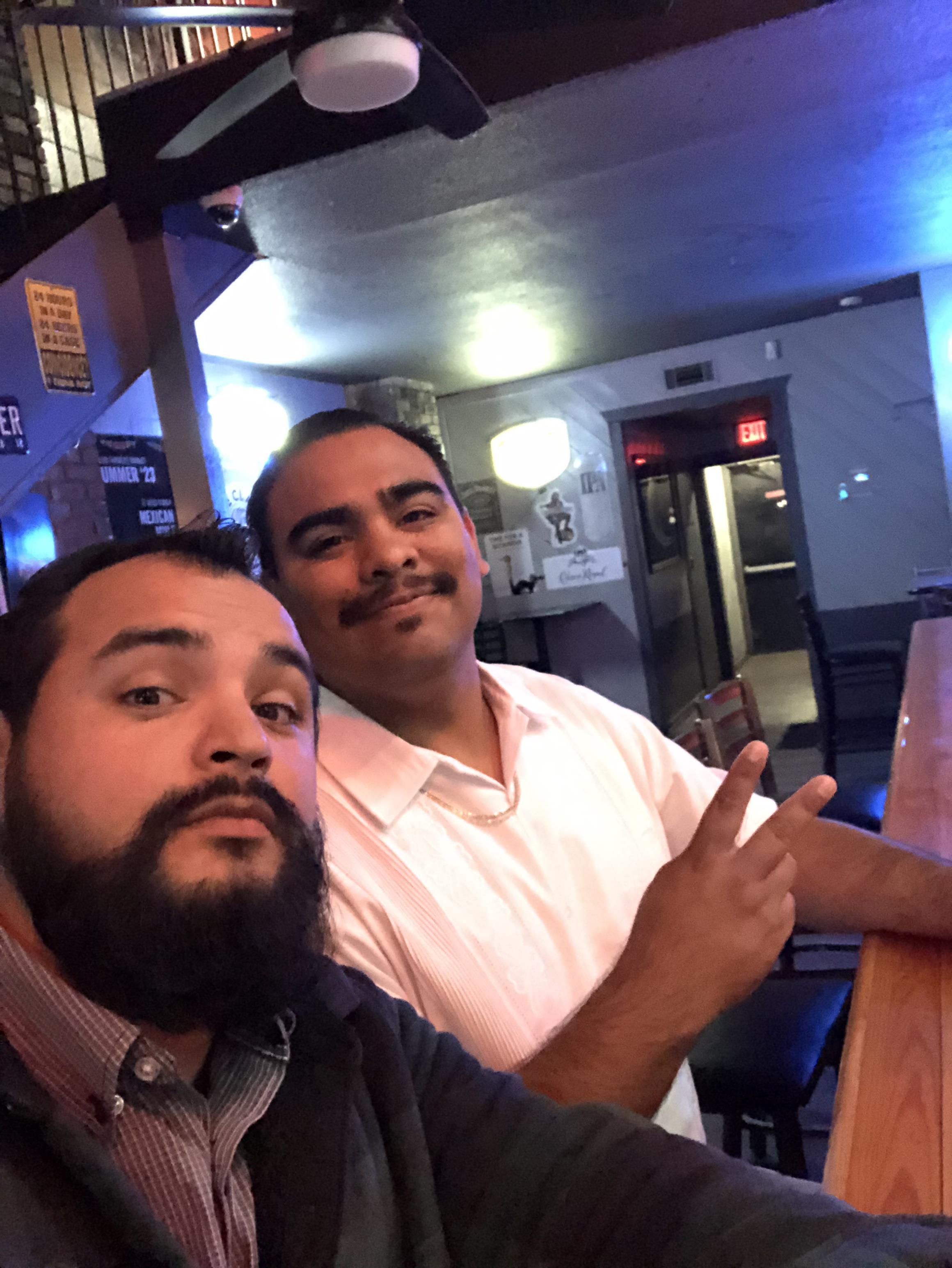 Two men taking a selfie