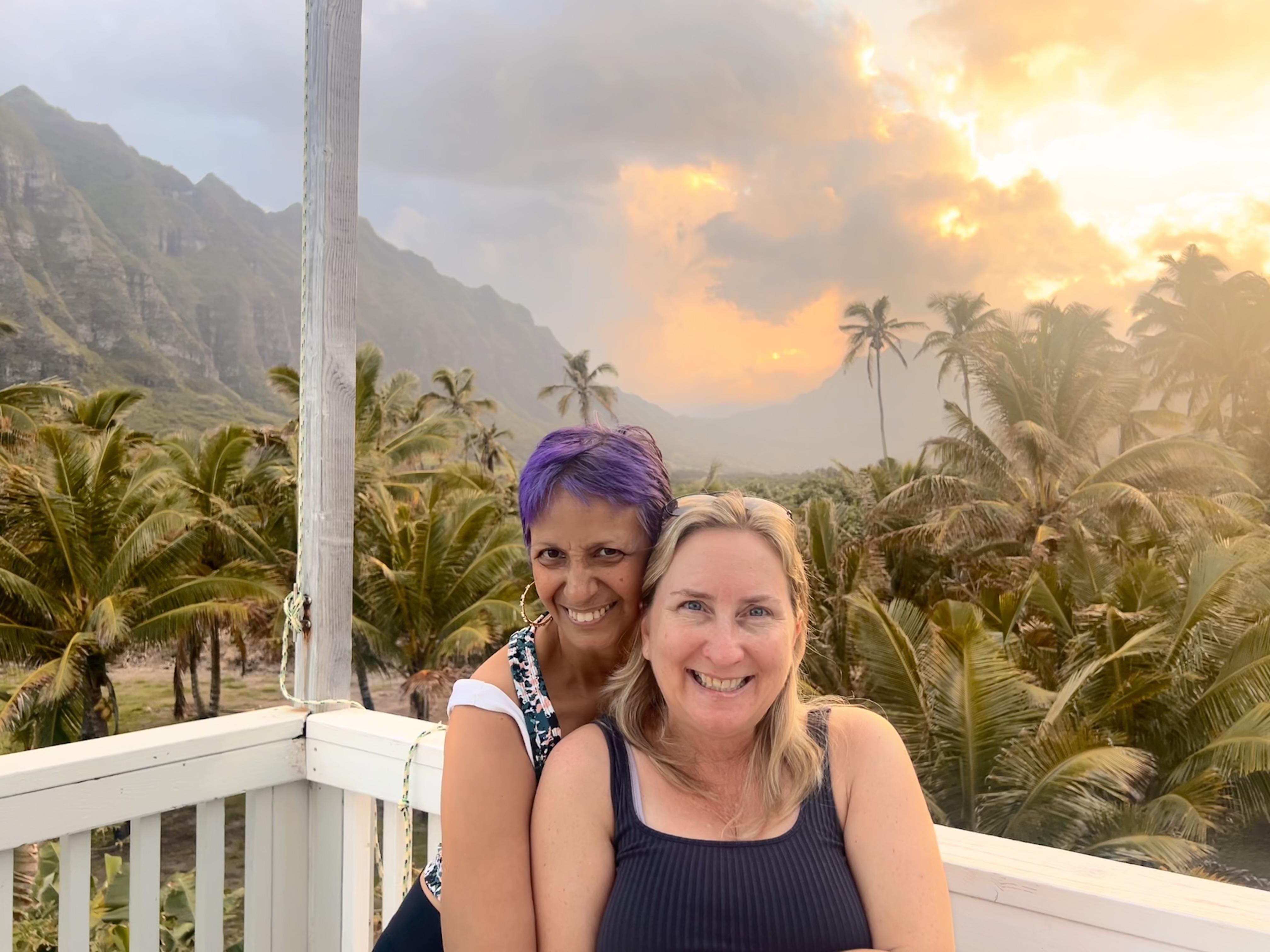 Two women posing for a picture