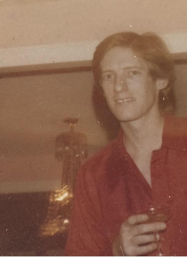 A man in a red shirt