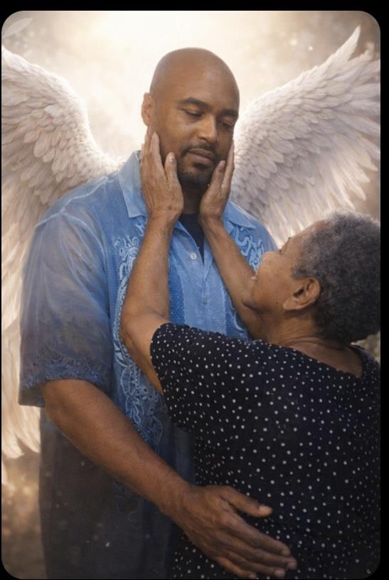 A woman touching a man's face