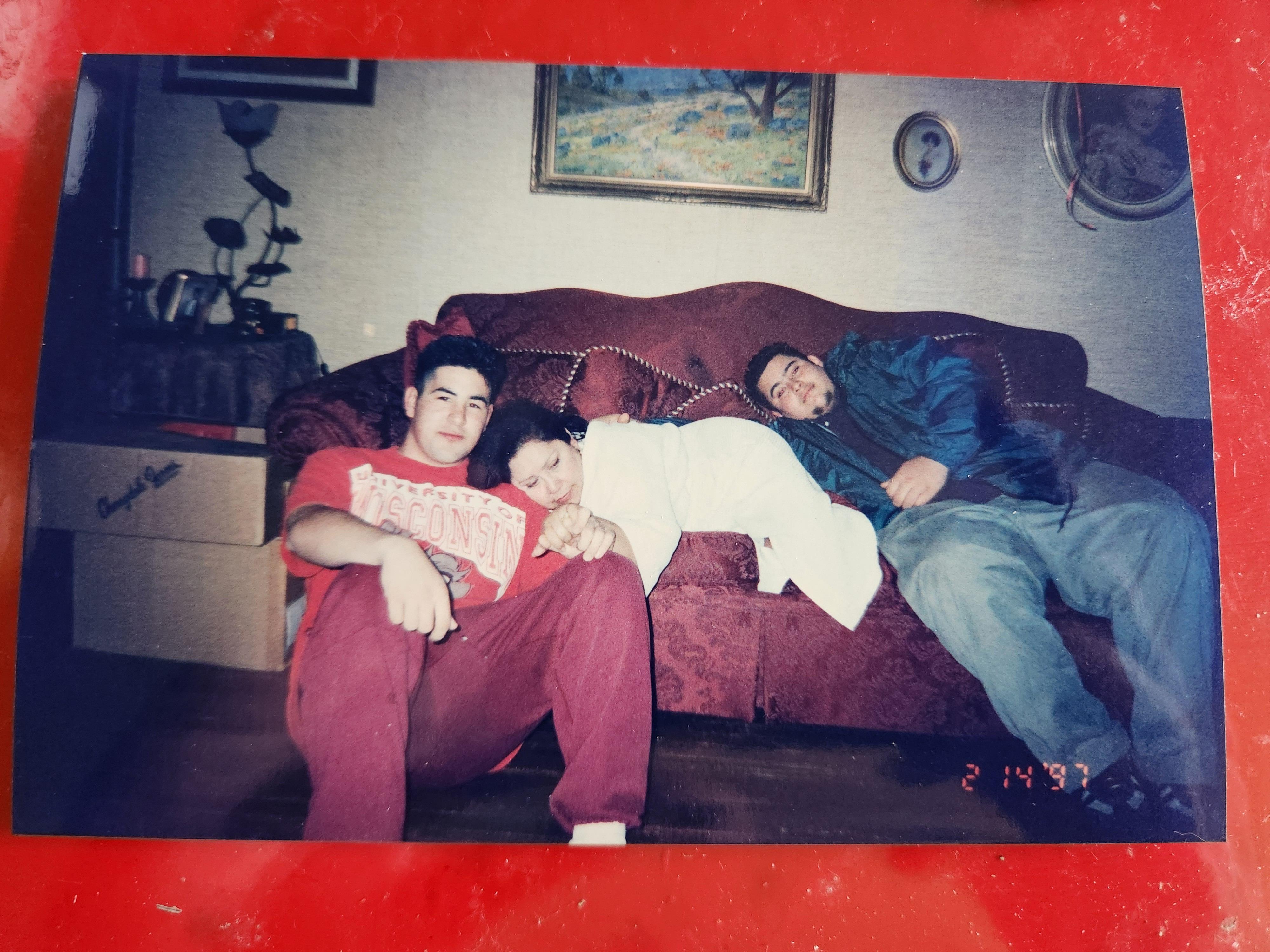 A group of people sitting on a couch