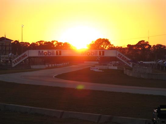 A sunset over a race track