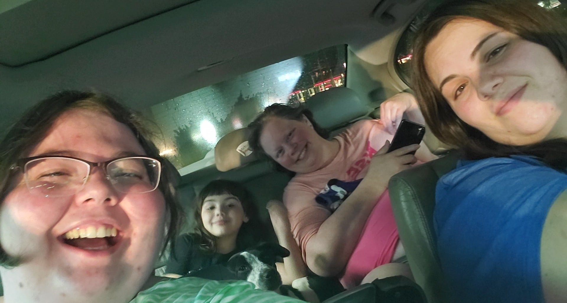 A group of people in a car
