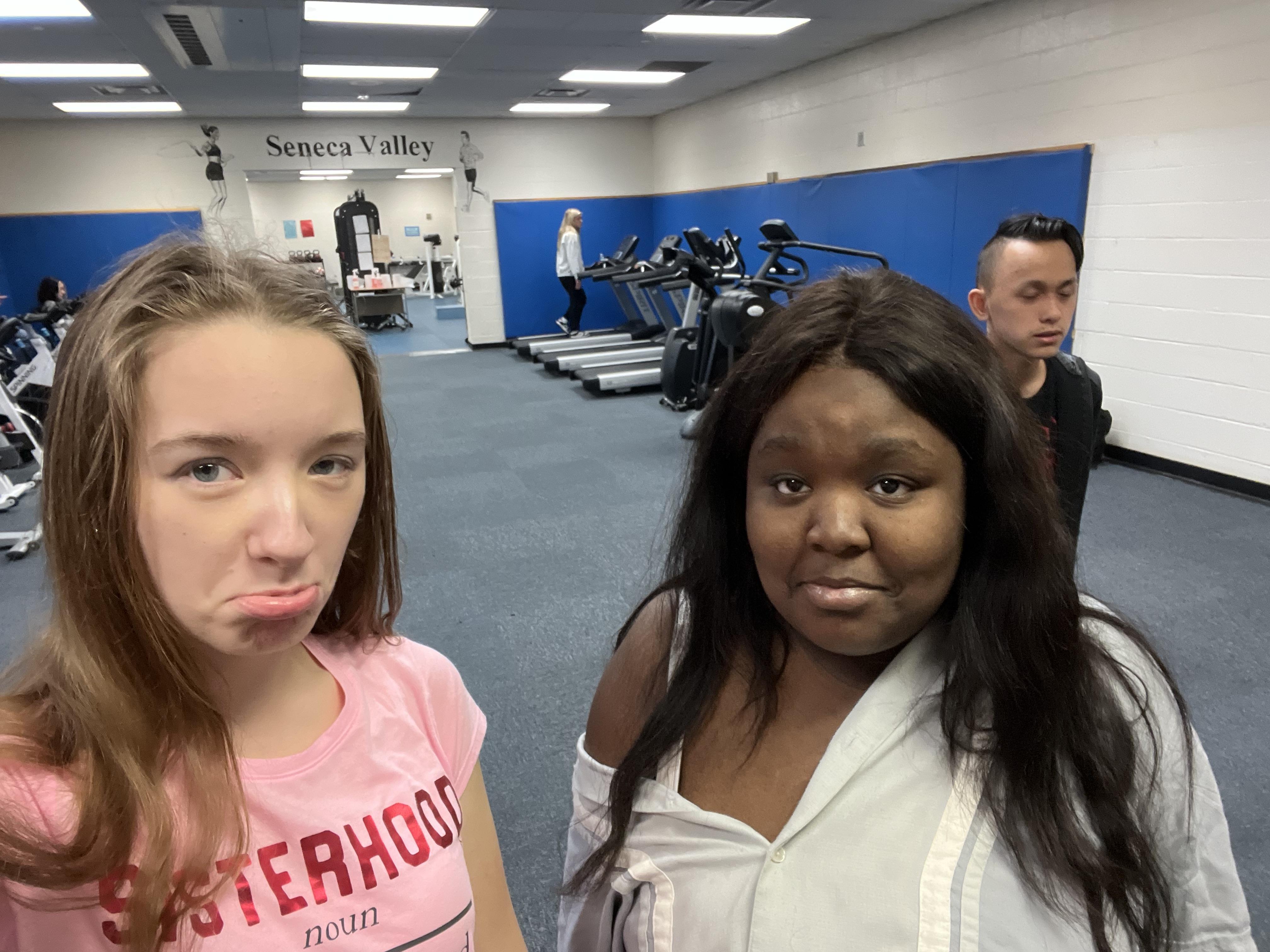 A group of people in a gym