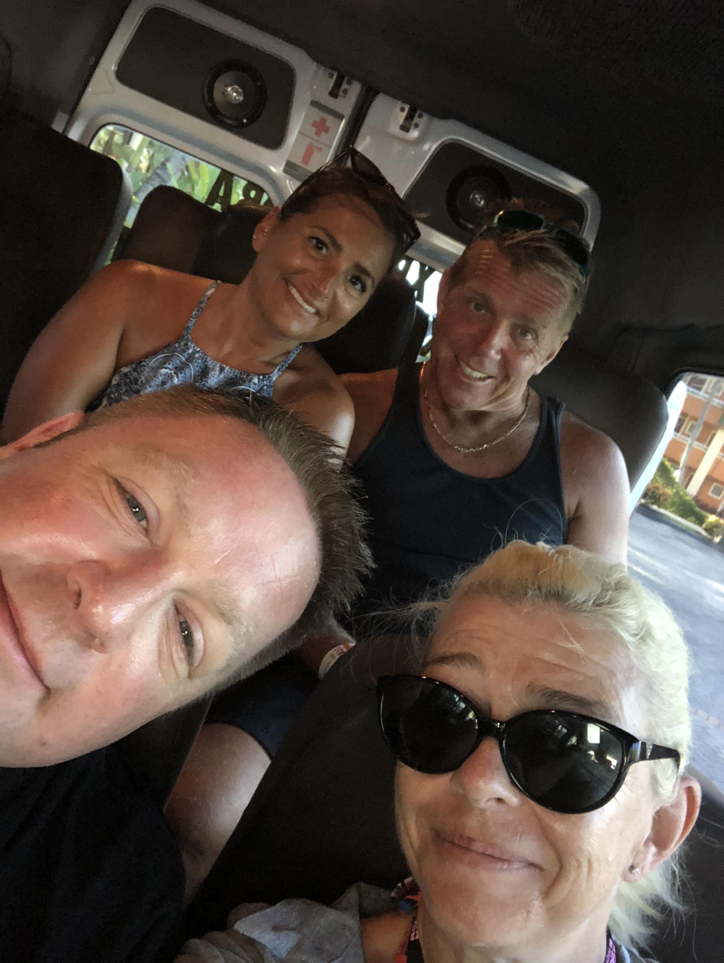 A group of people in a car