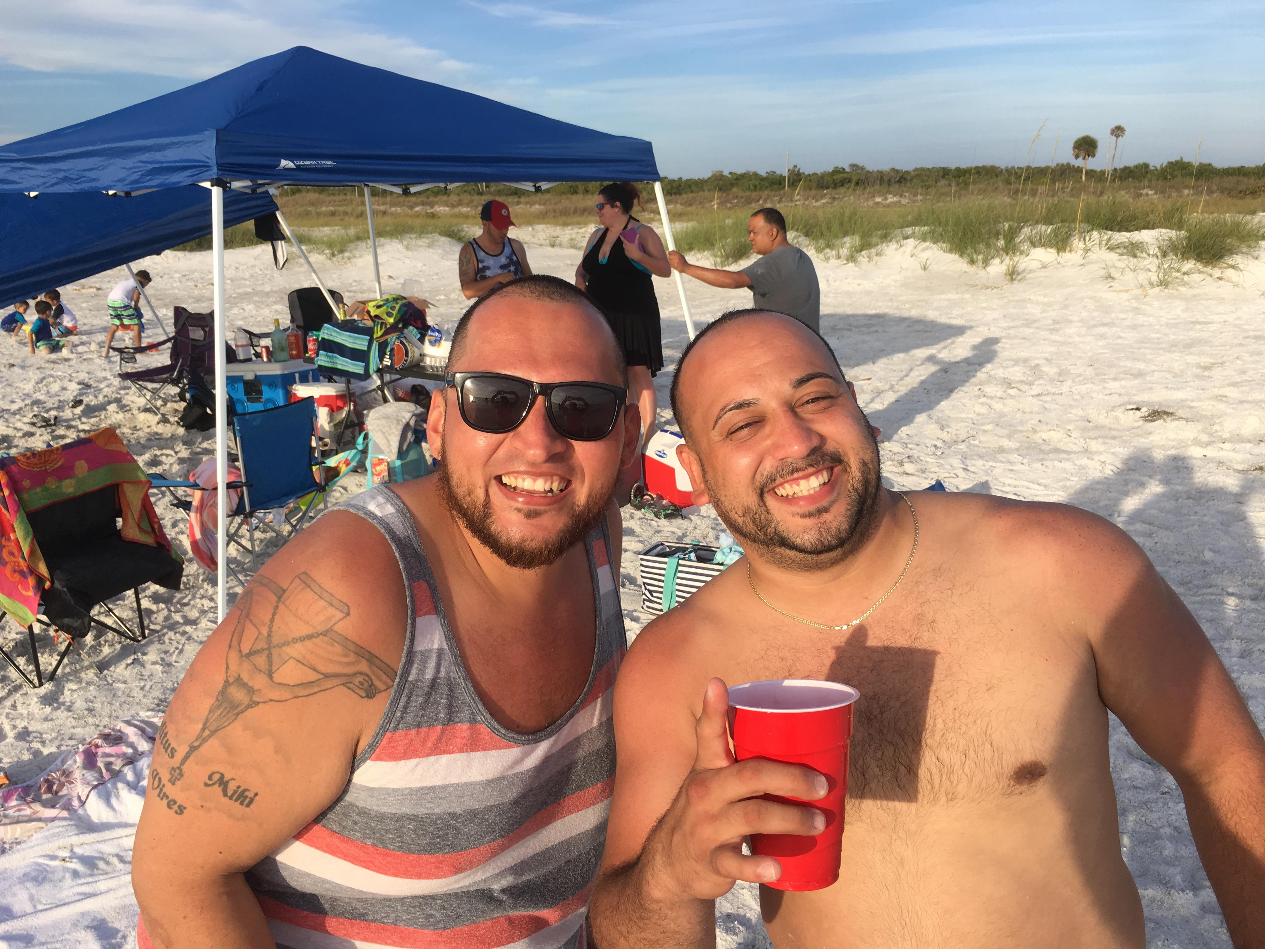 Two men on a beach