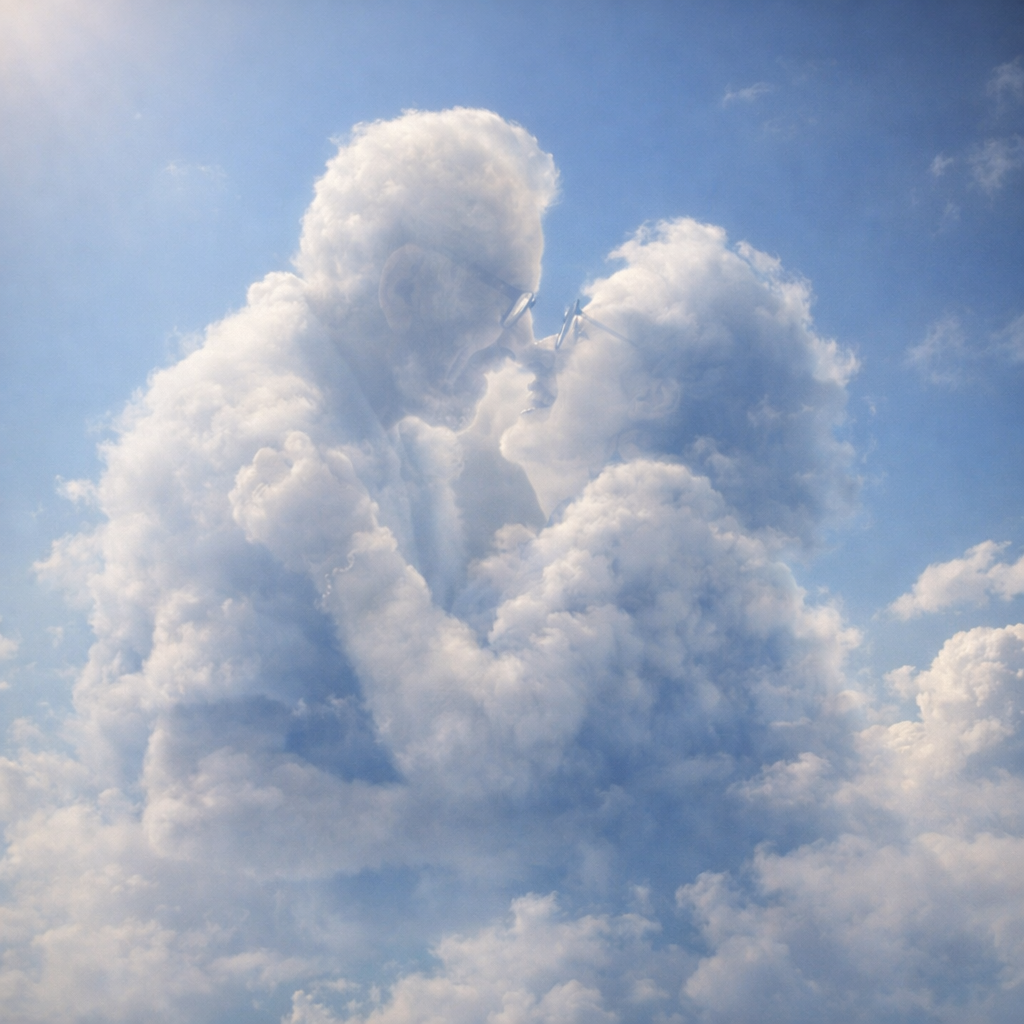A man and woman in clouds