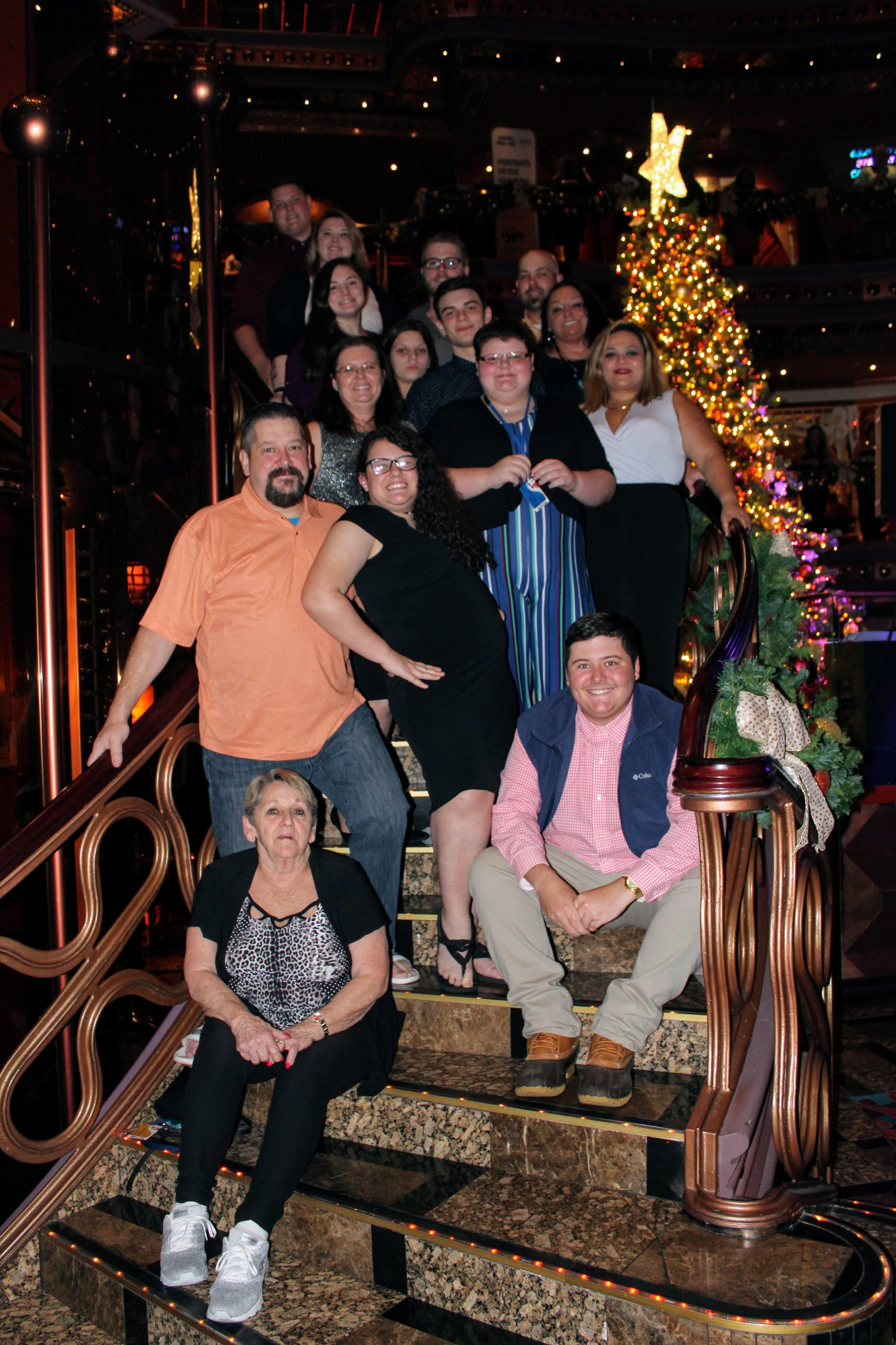A group of people on a staircase