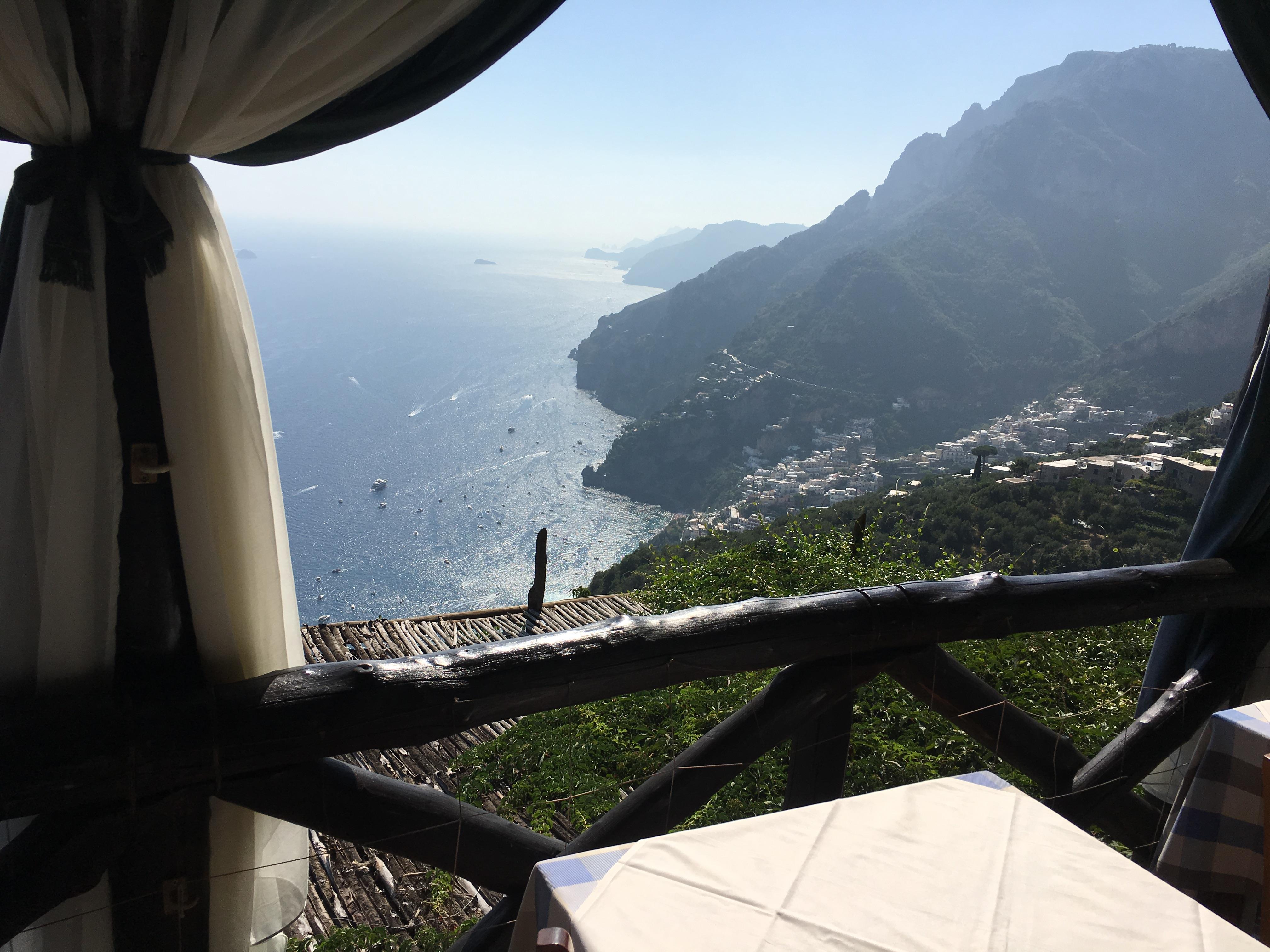 A view of the ocean from a tent