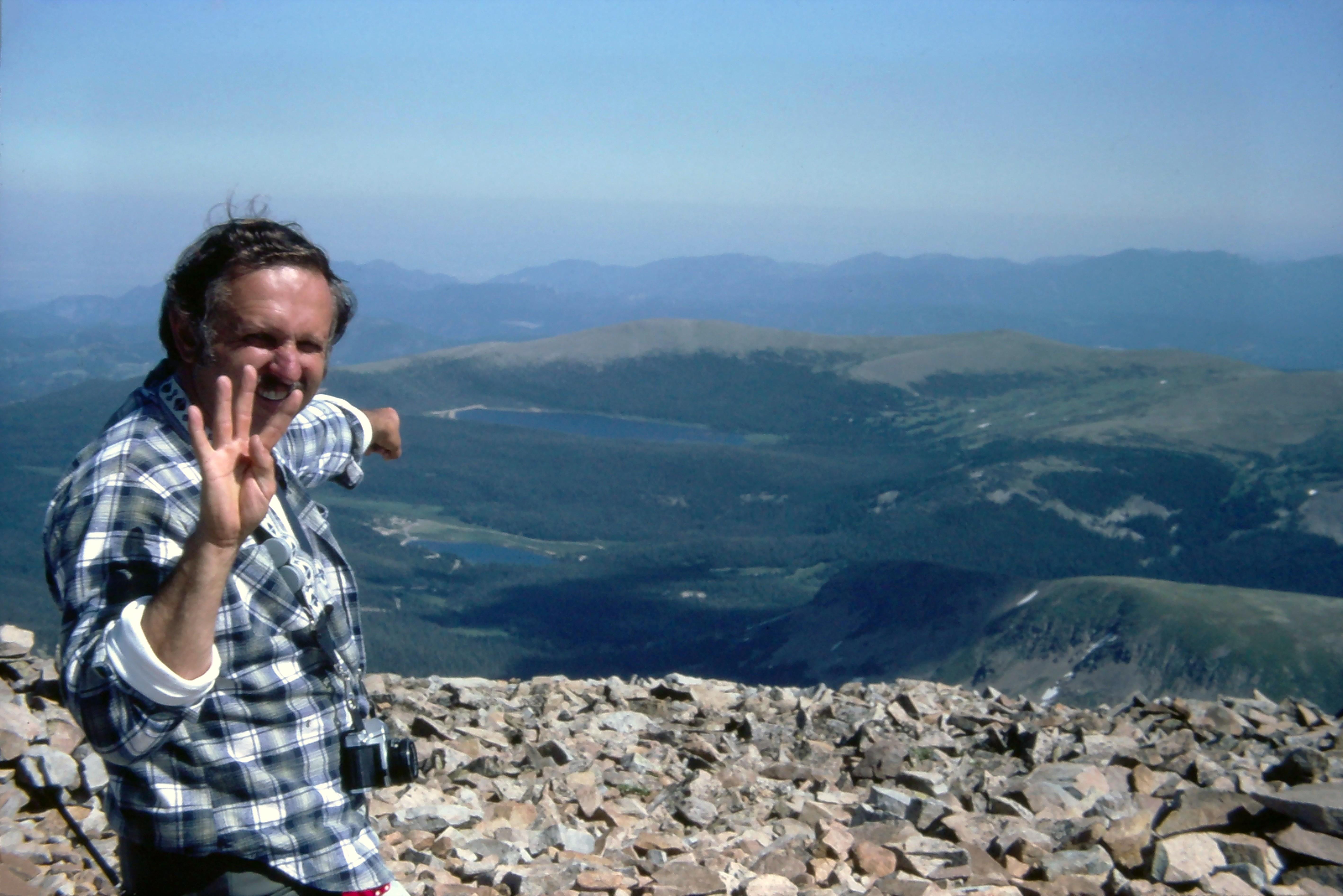 A man standing on a mountain