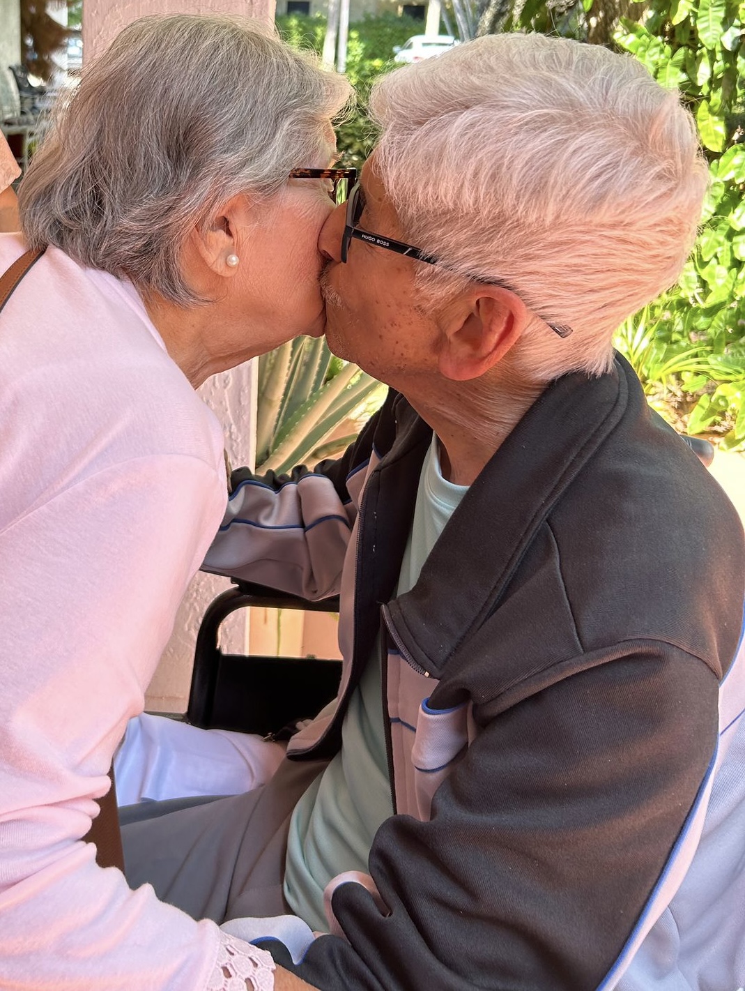 A man and woman kissing