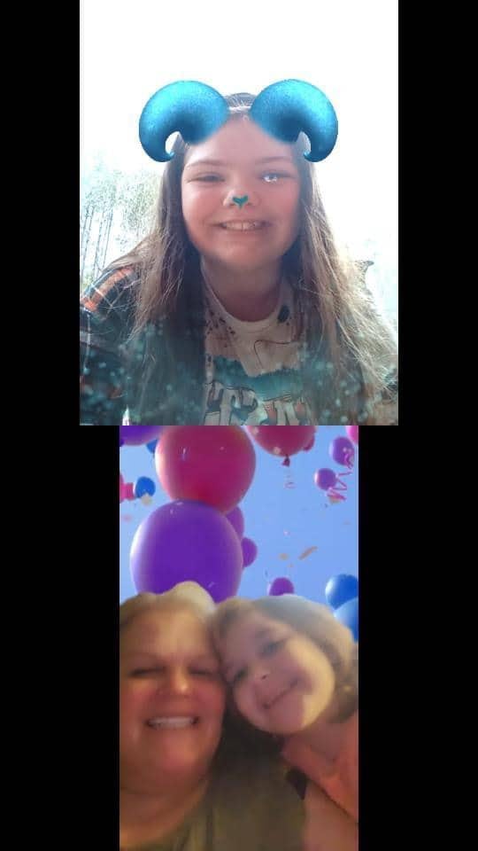 A collage of a girl with balloons