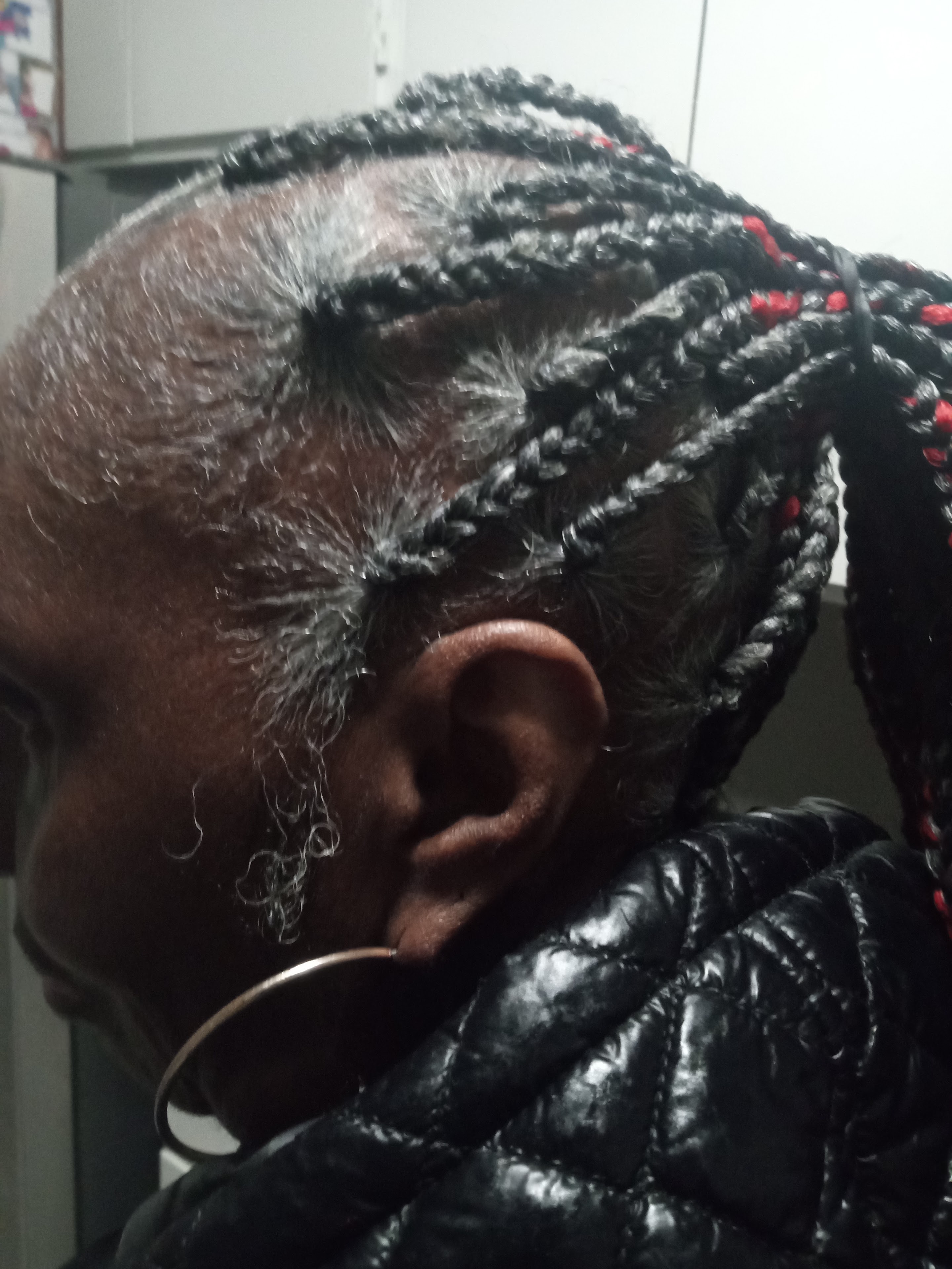 A close-up of a man's hair