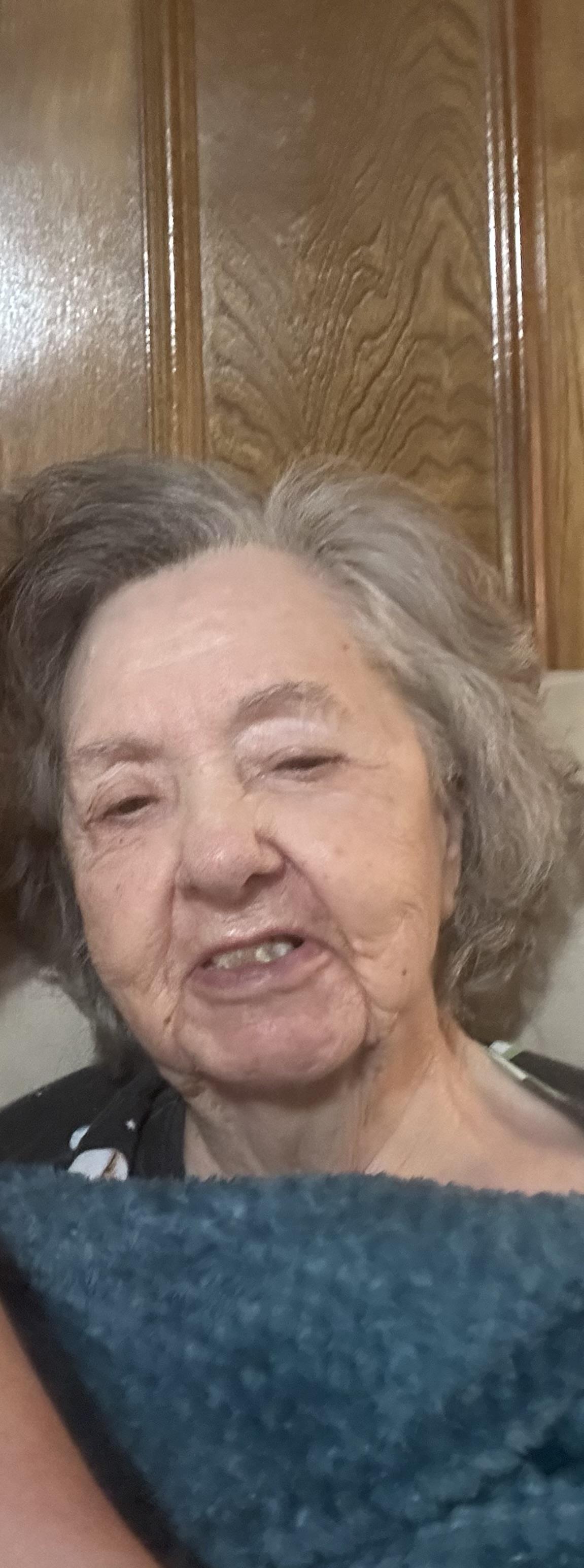An old woman with grey hair