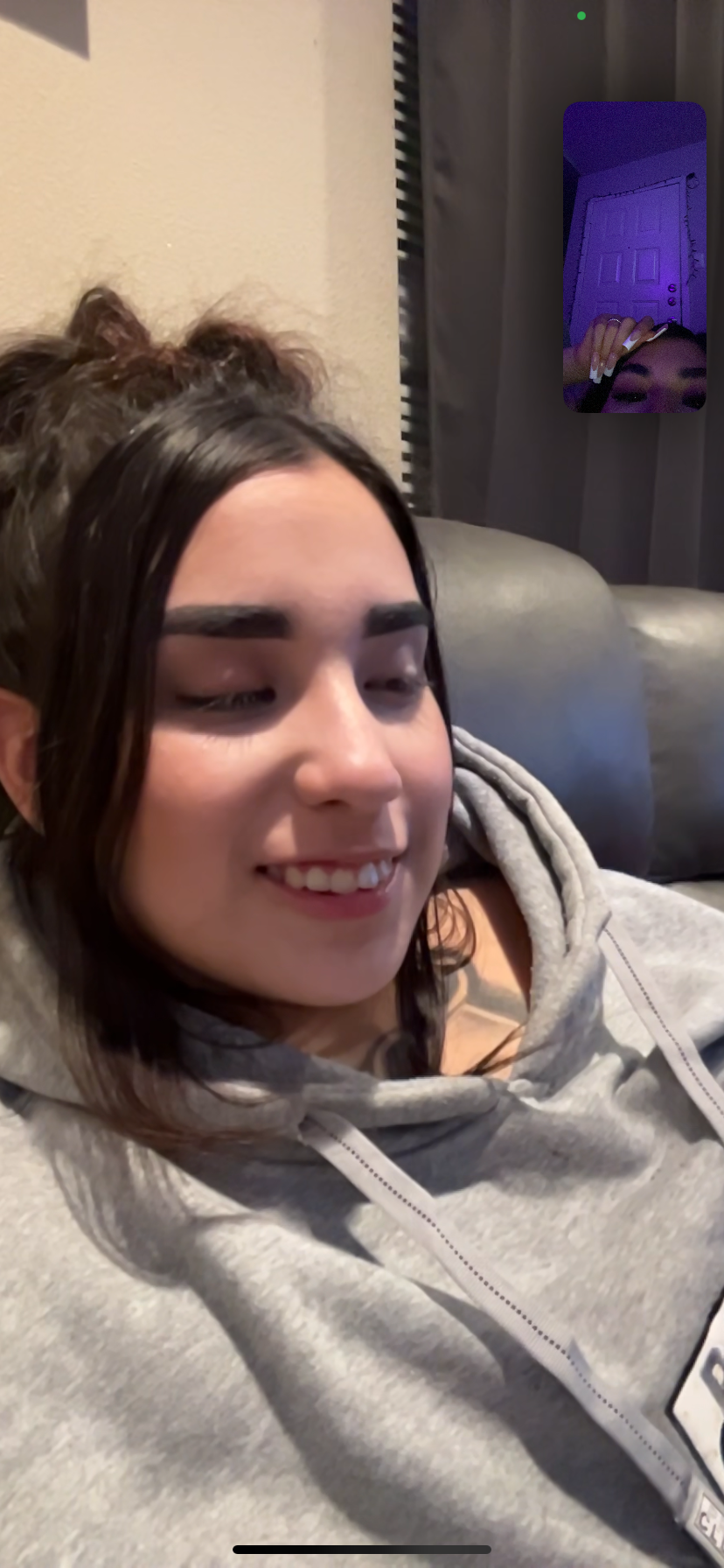 A woman sitting on a couch