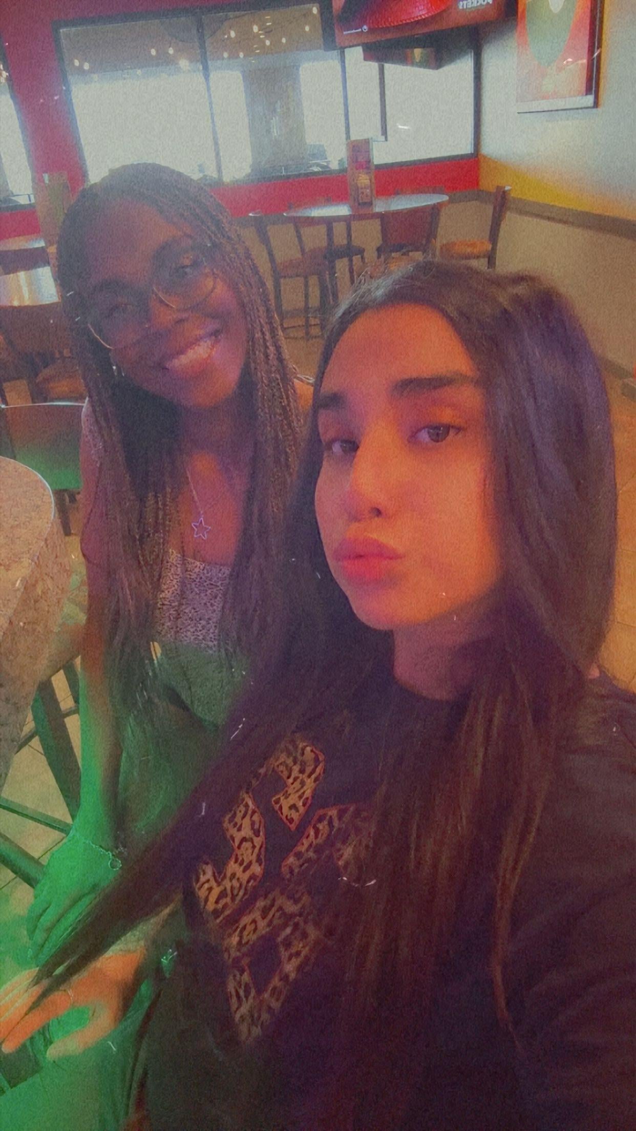 A selfie of two women