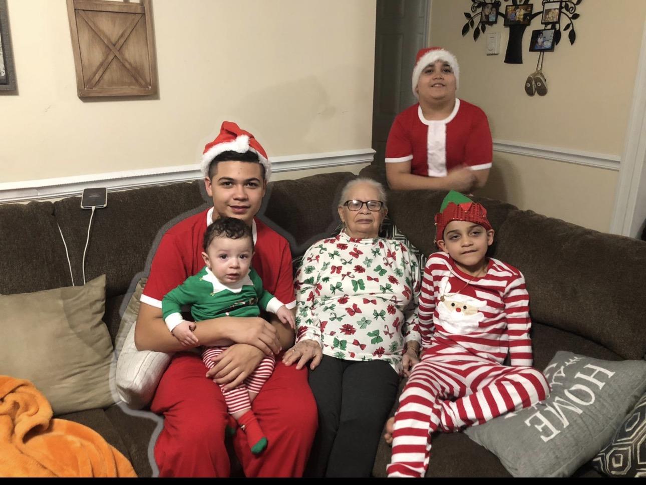 A group of people in matching outfits